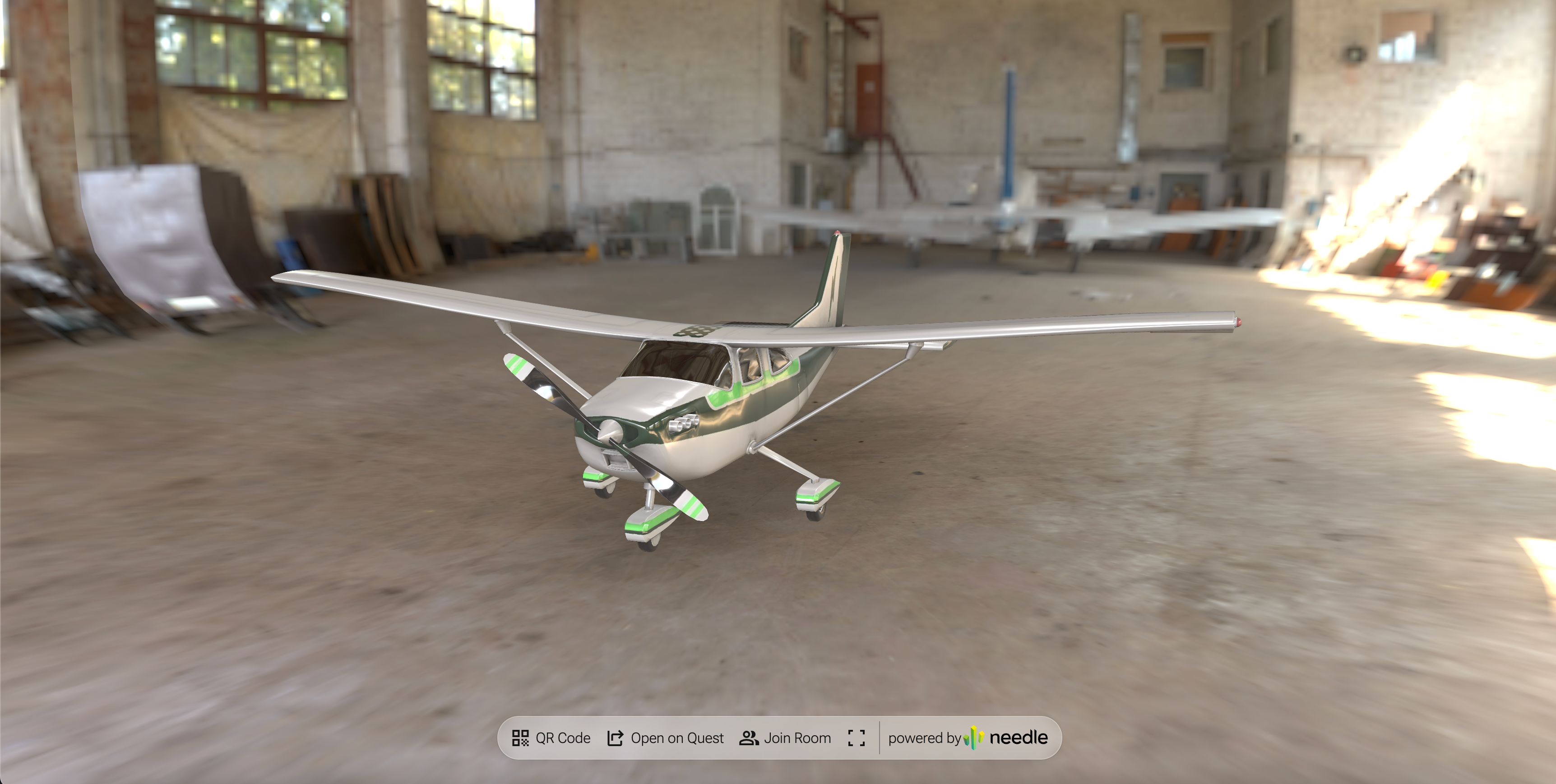 3D aircraft showroom with 360 environment and animated plane model for aviation sales and dealer presentations